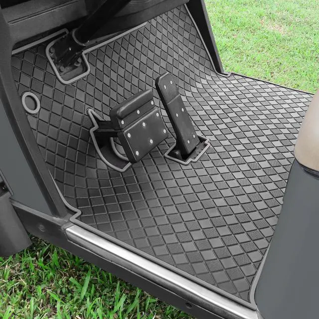 Main image of Golf Cart Floor Liner Mat 8mm Thick Rubber Full Coverage Fit for EZGO TXT (1994-2025), Express S4 (2012-2020), Cushman Workhorse, EX1 (2020), Valor, Navitas, Some Star Carts Mats Replacement