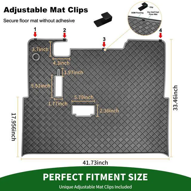 Alt view image 6 of 7 - Golf Cart Floor Liner Mat 8mm Thick Rubber Full Coverage Fit for EZGO TXT (1994-2025), Express S4 (2012-2020), Cushman Workhorse, EX1 (2020), Valor, Navitas, Some Star Carts Mats Replacement