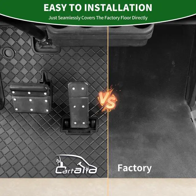 Alt view image 5 of 7 - Golf Cart Floor Liner Mat 8mm Thick Rubber Full Coverage Fit for EZGO TXT (1994-2025), Express S4 (2012-2020), Cushman Workhorse, EX1 (2020), Valor, Navitas, Some Star Carts Mats Replacement