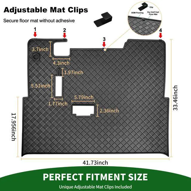Alt view image 6 of 7 - Golf Cart Floor Liner Mat 8mm Thick Rubber Full Coverage Fit for EZGO TXT (1994-2025), Express S4 (2012-2020), Cushman Workhorse, EX1 (2020), Valor, Navitas, Some Star Carts Mats Replacement