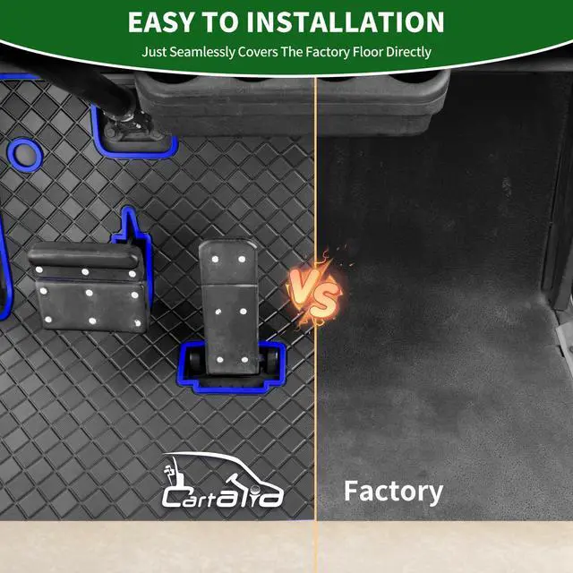 Alt view image 5 of 7 - Golf Cart Floor Liner Mat 8mm Thick Rubber Full Coverage Fit for EZGO TXT (1994-2025), Express S4 (2012-2020), Cushman Workhorse, EX1 (2020), Valor, Navitas, Some Star Carts Mats Replacement