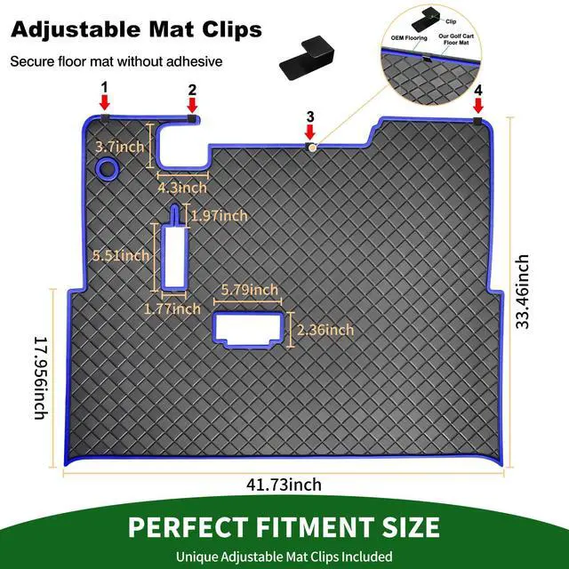 Alt view image 6 of 7 - Golf Cart Floor Liner Mat 8mm Thick Rubber Full Coverage Fit for EZGO TXT (1994-2025), Express S4 (2012-2020), Cushman Workhorse, EX1 (2020), Valor, Navitas, Some Star Carts Mats Replacement