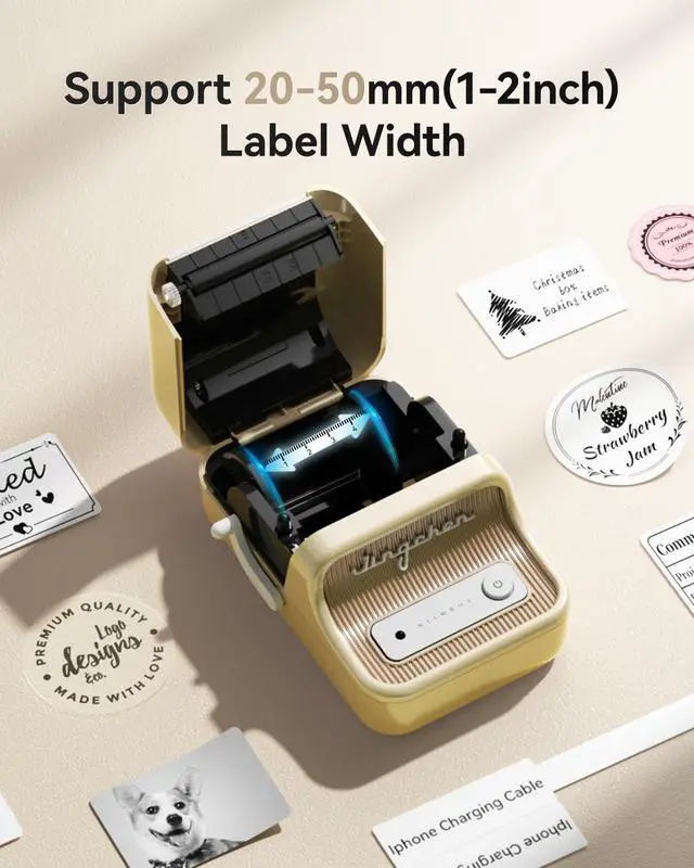 Alt view image 5 of 7 - B21 Label Maker, 2 Inch Bluetooth Sticker Printer with Tape, White | Compatible with Android, iOS & PC, Thermal Printing, Labeling for Home Storage Office Craft and Small Business