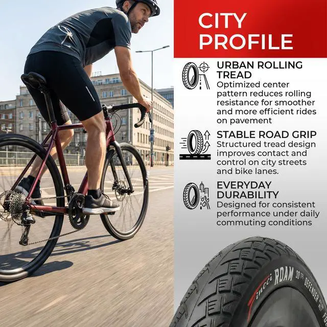 Alt view image 4 of 7 - Pair 700x35c Hybrid Bike Tires - Foldable 37-622 with 1mm Anti Puncture | Folding 28 inch Bicycle Tyres, Accessories for Road, Mountain, MTB and Touring Bikes, Front and Rear Replacement
