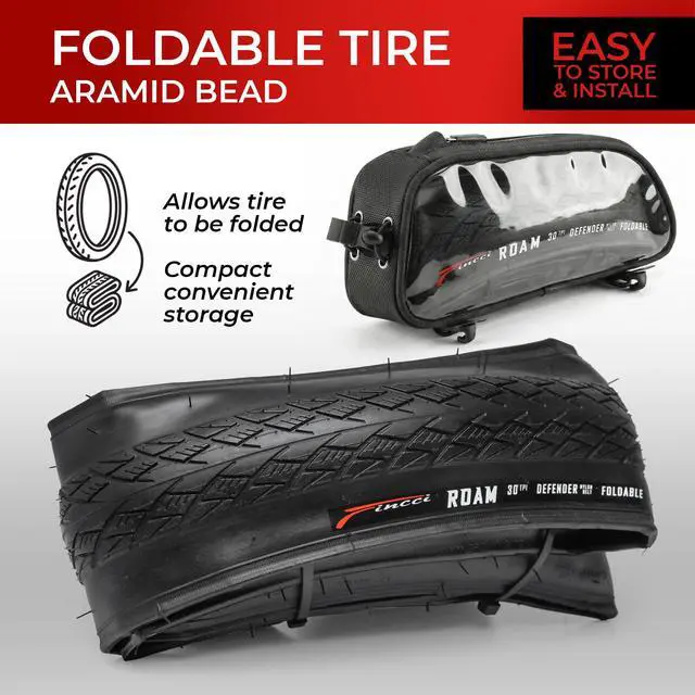 Alt view image 6 of 7 - Pair 700x35c Hybrid Bike Tires - Foldable 37-622 with 1mm Anti Puncture | Folding 28 inch Bicycle Tyres, Accessories for Road, Mountain, MTB and Touring Bikes, Front and Rear Replacement
