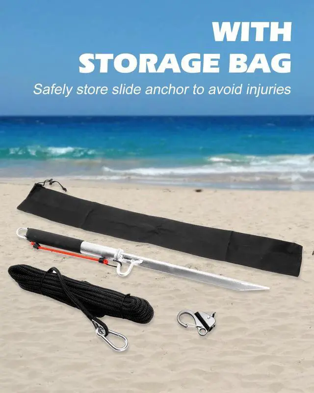 Alt view image 5 of 7 - 32'' Sand Spike Boat Anchor Pole,with Boat Anchor Hook and Boat Anchor Line | Stainless Steel Boat Anchor Hook, Boat Anchor Line 50ft, for Shallow Water Shore, Beach, Sandbar