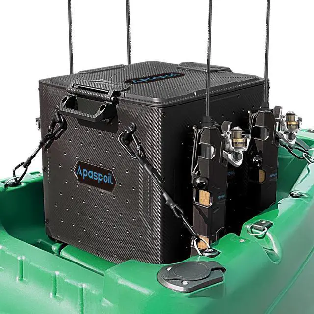 Main image of Kayak Fishing Crate with 4 Rod Holders | 13"x13" Kayak Tackle Storage Box & Gear Organizer | Durable, Compact Kayak Crate Storage for Most Fishing Kayaks