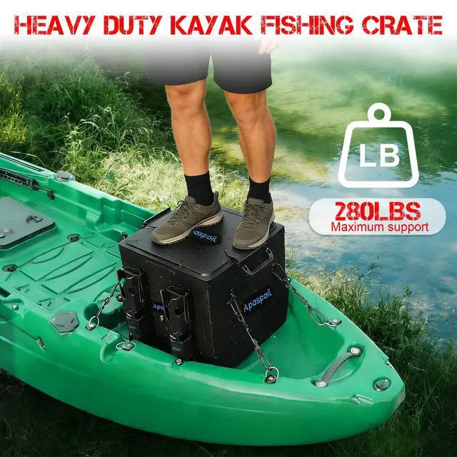Alt view image 3 of 7 - Kayak Fishing Crate with 4 Rod Holders | 13"x13" Kayak Tackle Storage Box & Gear Organizer | Durable, Compact Kayak Crate Storage for Most Fishing Kayaks