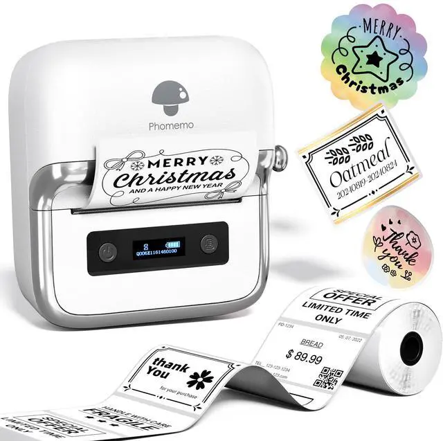 Main image of M250 3 Inch Label Maker Machine with Tape | Label Printer for Address, Barcode Printer for Business, Home, Logo Label, Sticker Printer for Phones & PC, with 1 Roll Label