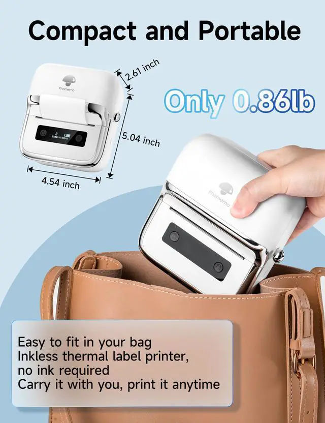 Alt view image 5 of 7 - M250 3 Inch Label Maker Machine with Tape | Label Printer for Address, Barcode Printer for Business, Home, Logo Label, Sticker Printer for Phones & PC, with 1 Roll Label