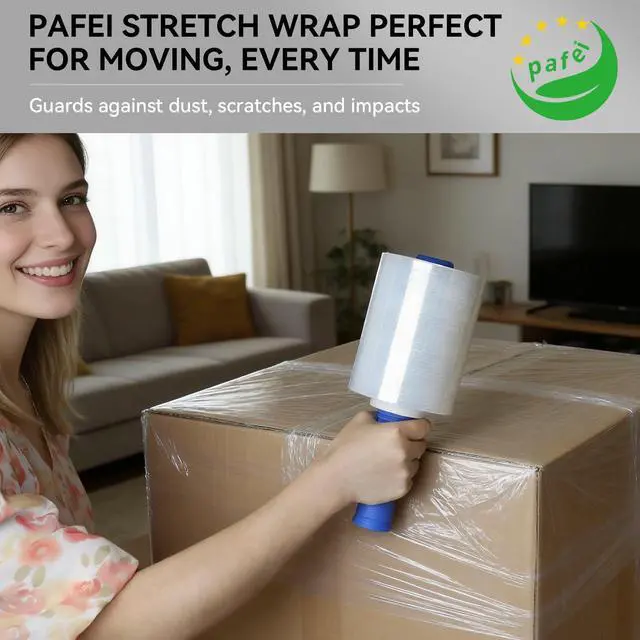 Alt view image 2 of 7 - 5 inch Plastic Stretch Film Shrink Wrap Roll for Moving -12 Rolls | 80 Gauge 500% Stretch Cling Wrap, Mini Plastic Saran Wrap, For Moving, Packing, Pallets, Shipping & Furniture Protection
