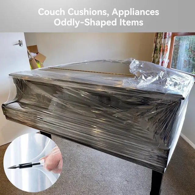 Alt view image 7 of 7 - 5 inch Plastic Stretch Film Shrink Wrap Roll for Moving -12 Rolls | 80 Gauge 500% Stretch Cling Wrap, Mini Plastic Saran Wrap, For Moving, Packing, Pallets, Shipping & Furniture Protection