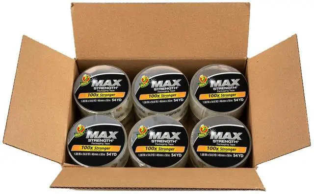 Main image of Max Strength Clear Packing Tape Refills 12 Rolls of Maximum Strength Heavy Duty Packaging Tape for Shipping & Moving, Strong Packing Tape for Boxes, 1.88 Inch x 54.6 Yards, Clear (287734)