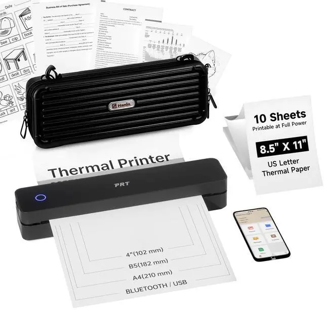 Main image of Portable Printer Wireless for Travel, Thermal Printer for Home Use | Come with Carry Case& 10 Sheets Thermal Paper, 8.5x11 US Letter&A4 Thermal Paper, Compatible with Phone Laptop