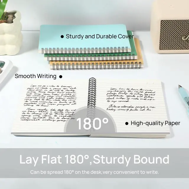 Alt view image 5 of 6 - 48 Pack A5 Spiral Lined Notebooks, 8.1" X 5.5", 60 Sheets/120 Pages Wide Ruled Notebook Spiral Journals Bulk Paper Cover Notepad 12 Colors for Students Taking Class Notes Home Office Gift
