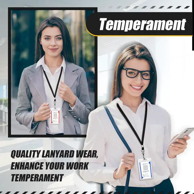 Alt view image 3 of 7 - 500 Pack Bulk Lanyards for ID Name Badges Holder Flat Lanyards with Hook Clip Swivel for Office School Accessories (Black)