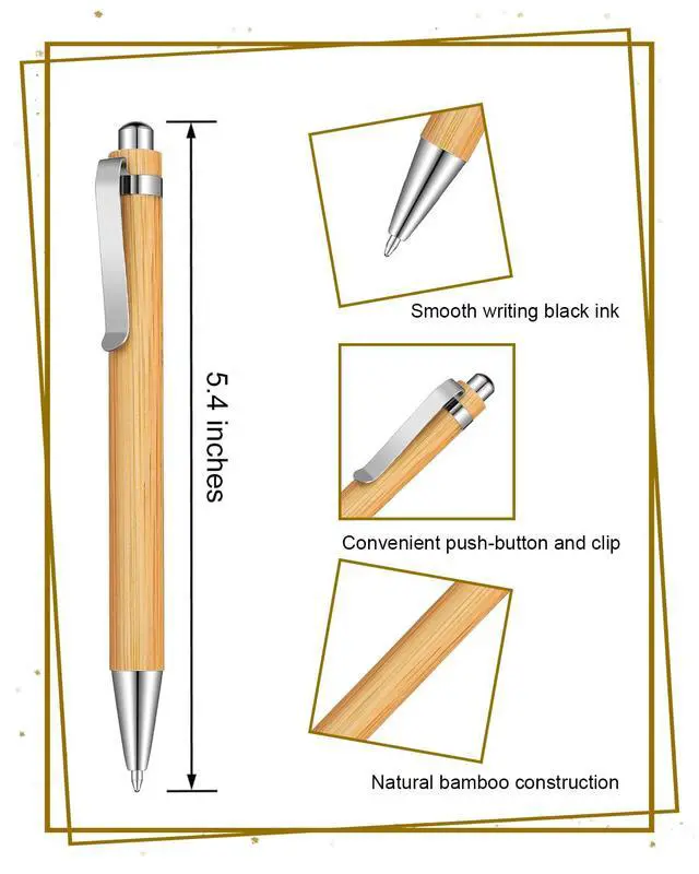Alt view image 2 of 6 - 250pcs Bamboo Pens Bulk Wooden Bamboo Pens Engraving Wooden Ballpoint Pen Customizable Gift Pen Bulk