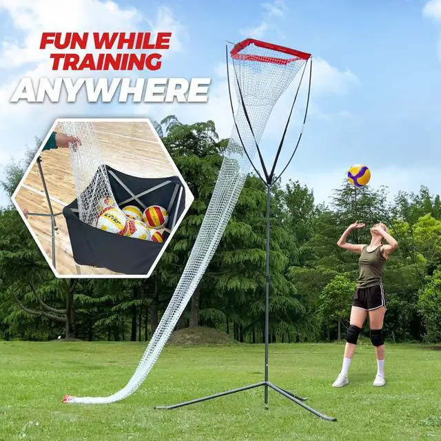 Alt view image 2 of 6 - Volleyball Setter Spike Trainer, Adjustable Height Solo Practice Equipment for Setting, Spiking, Hitting, Serving, Easy Ball Reload, Heavy Duty Stable Base for Indoor & Outdoor Training