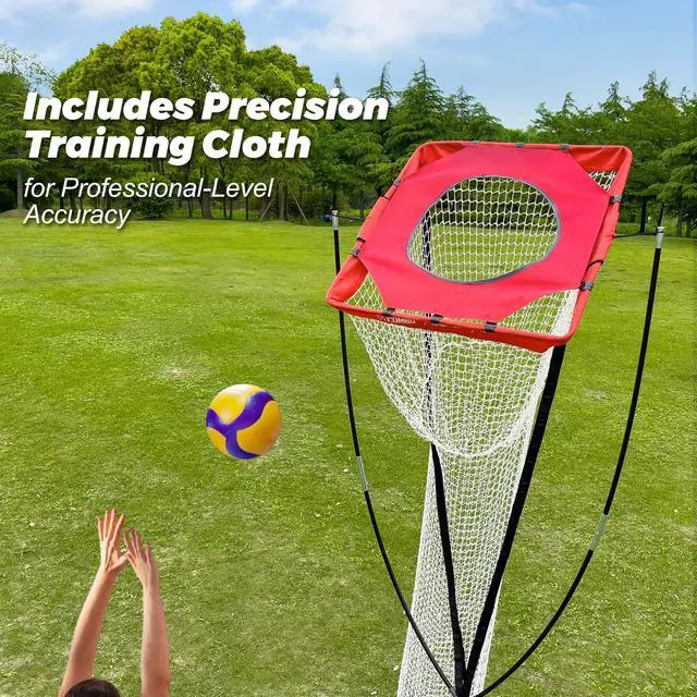 Alt view image 3 of 6 - Volleyball Setter Spike Trainer, Adjustable Height Solo Practice Equipment for Setting, Spiking, Hitting, Serving, Easy Ball Reload, Heavy Duty Stable Base for Indoor & Outdoor Training