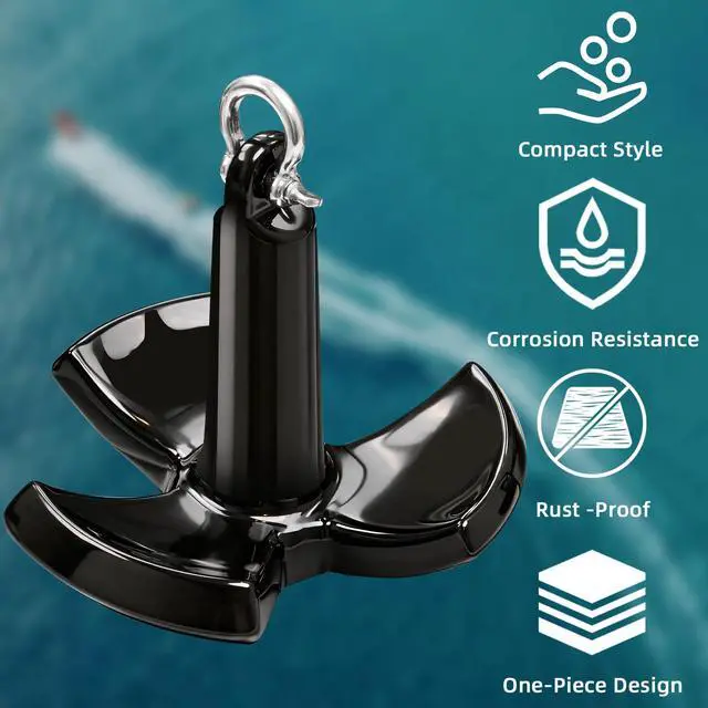 Alt view image 2 of 7 - River Anchor Kit,8-30lbs Boat River Anchor for Jon Boat Pontoon Bass Kayak | Mushroom River Boat Anchor Kit w/Rope,Anti-Drift Secure Hold in Mud Sand Gravel,Scratch&Rust-Resistant PVC Coated Cast Iron