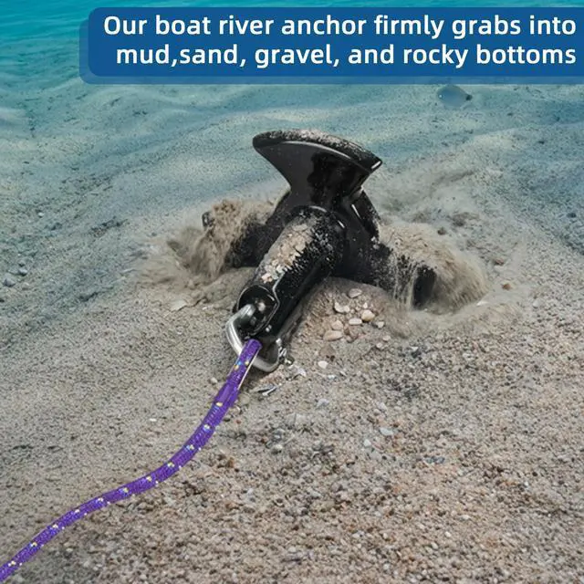 Alt view image 6 of 7 - River Anchor Kit,8-30lbs Boat River Anchor for Jon Boat Pontoon Bass Kayak | Mushroom River Boat Anchor Kit w/Rope,Anti-Drift Secure Hold in Mud Sand Gravel,Scratch&Rust-Resistant PVC Coated Cast Iron