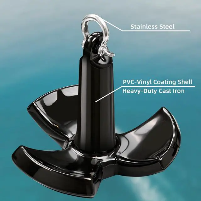 Alt view image 7 of 7 - River Anchor Kit,8-30lbs Boat River Anchor for Jon Boat Pontoon Bass Kayak | Mushroom River Boat Anchor Kit w/Rope,Anti-Drift Secure Hold in Mud Sand Gravel,Scratch&Rust-Resistant PVC Coated Cast Iron