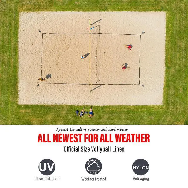 Alt view image 3 of 7 - Professional Beach Volleyball Lines for Sand 26.3' X 52.6'| 30' X 60', 2 inch, Better Visible, Upgraded Weather Resistance, with Metal Anchors & Sand Bags