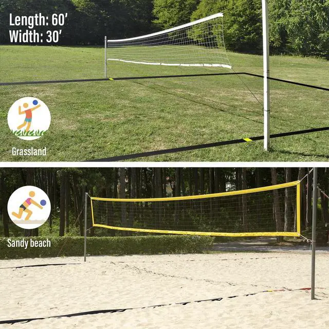 Alt view image 6 of 7 - Professional Beach Volleyball Lines for Sand 26.3' X 52.6'| 30' X 60', 2 inch, Better Visible, Upgraded Weather Resistance, with Metal Anchors & Sand Bags