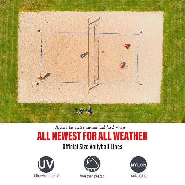 Alt view image 3 of 7 - Professional Beach Volleyball Lines for Sand 26.3' X 52.6'| 30' X 60', 2 inch, Better Visible, Upgraded Weather Resistance, with Metal Anchors & Sand Bags