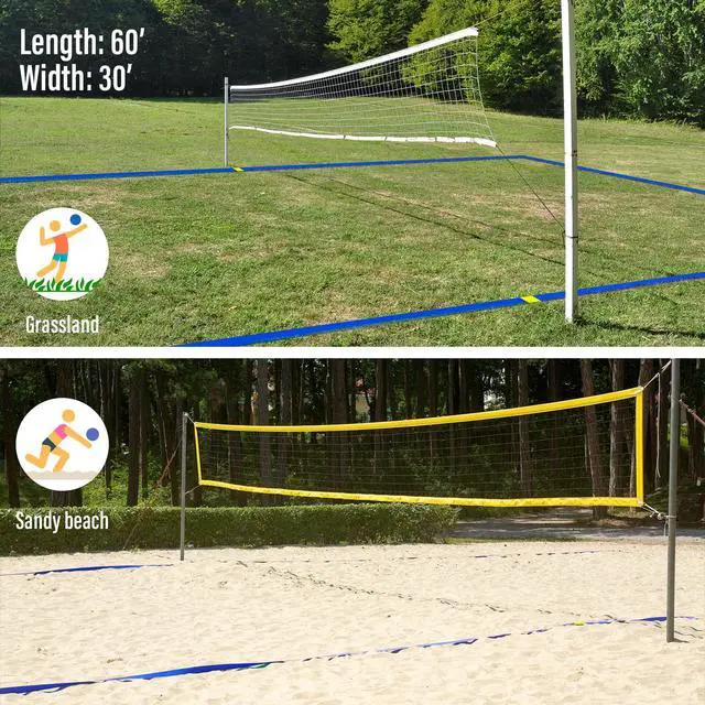 Alt view image 6 of 7 - Professional Beach Volleyball Lines for Sand 26.3' X 52.6'| 30' X 60', 2 inch, Better Visible, Upgraded Weather Resistance, with Metal Anchors & Sand Bags