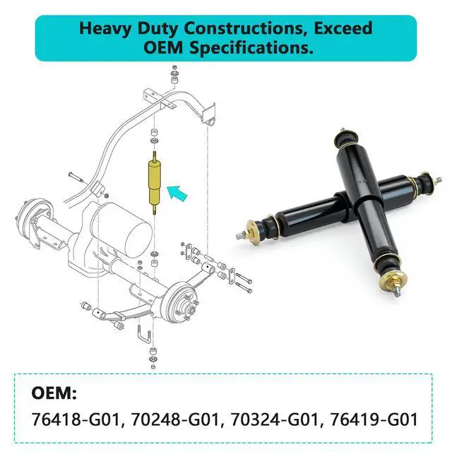 Alt view image 6 of 7 - Golf Cart Shocks for EZGO TXT Front and Rear Shocks Absorbers 1994-Up Gas & Electric Models, Replaces OEM #76418-01, 70928-G01 Nivel Part #5006-4 PCS