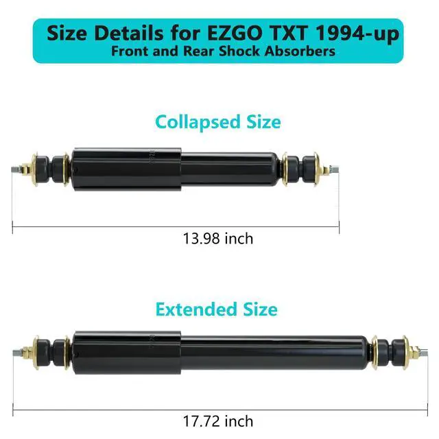 Alt view image 7 of 7 - Golf Cart Shocks for EZGO TXT Front and Rear Shocks Absorbers 1994-Up Gas & Electric Models, Replaces OEM #76418-01, 70928-G01 Nivel Part #5006-4 PCS