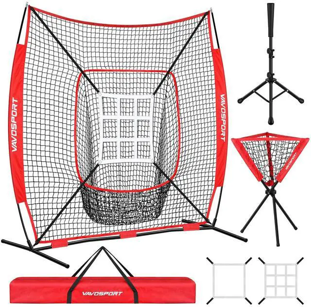 Main image of 6x6' Baseball Net Set - Portable Softball & Baseball Net, Batting Tee, Ball Caddy, Strike Zone, Training Equipment for Youth Practice