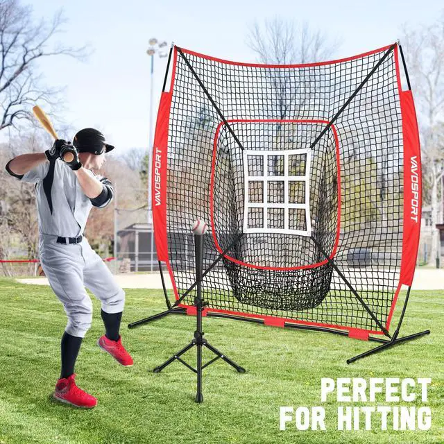 Alt view image 5 of 7 - 6x6' Baseball Net Set - Portable Softball & Baseball Net, Batting Tee, Ball Caddy, Strike Zone, Training Equipment for Youth Practice