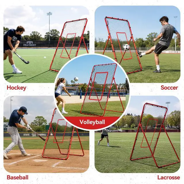 Alt view image 2 of 7 - Volleyball Rebounder Net 4x7 FT - 6 Adjustable Angles Volleyball Training Equipment for Passing Setting Serving Spiking Practice, Portable Volleyball Trainer for Solo Training