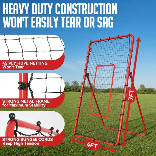 Alt view image 4 of 7 - Volleyball Rebounder Net 4x7 FT - 6 Adjustable Angles Volleyball Training Equipment for Passing Setting Serving Spiking Practice, Portable Volleyball Trainer for Solo Training