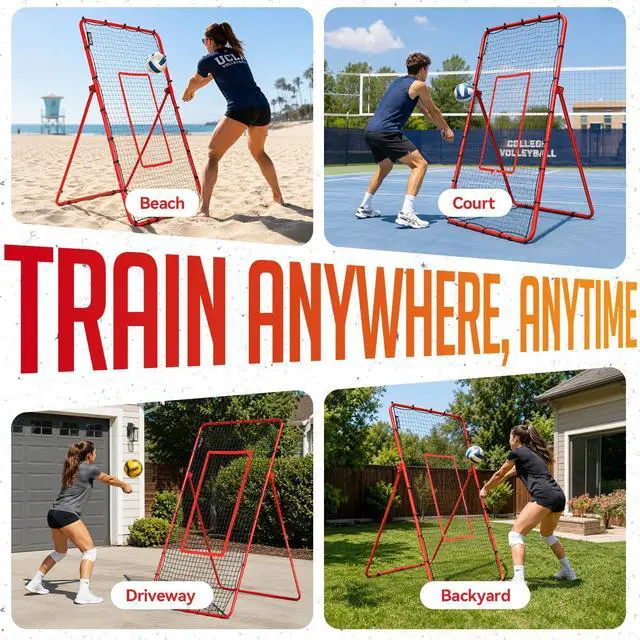 Alt view image 5 of 7 - Volleyball Rebounder Net 4x7 FT - 6 Adjustable Angles Volleyball Training Equipment for Passing Setting Serving Spiking Practice, Portable Volleyball Trainer for Solo Training