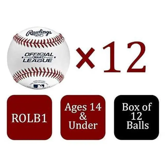 Alt view image 2 of 7 - Official League Baseballs | Competition Grade | ROLB1 | Youth/14U | Game/Practice Use | 12 Count