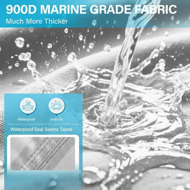 Alt view image 3 of 7 - Inflatable Boat Cover 8-9ft with Lining,Motor Cover&Storage Net | with Soft Cotton Lining Prevent Scratches,Hurricane Proof System,Waterproof,Anti-UV,900D for Storage, Mooring,Trailer