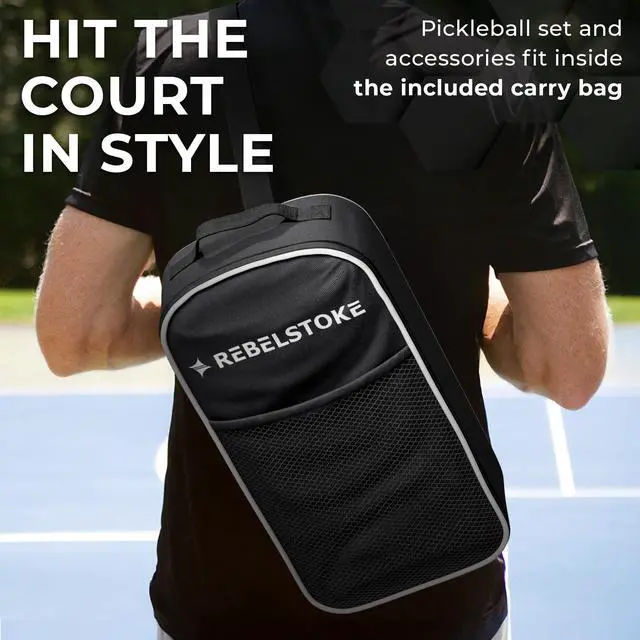 Alt view image 6 of 7 - Pickleball Paddles Set of 4 Premium Fiberglass Paddle Set with 14mm Polypropylene Honeycomb Core Complete Bundle with 8 Indoor/Outdoor Balls & Carry Bag for Beginners to Advanced