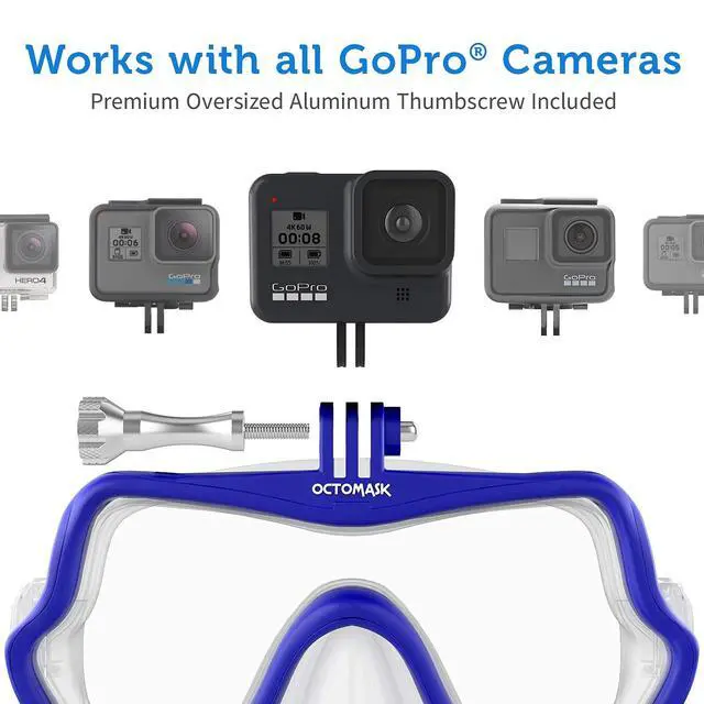 Alt view image 2 of 4 - Frameless Scuba Mask w/Mount for all GoPro Hero Cameras for Scuba Diving, Snorkeling, Freediving