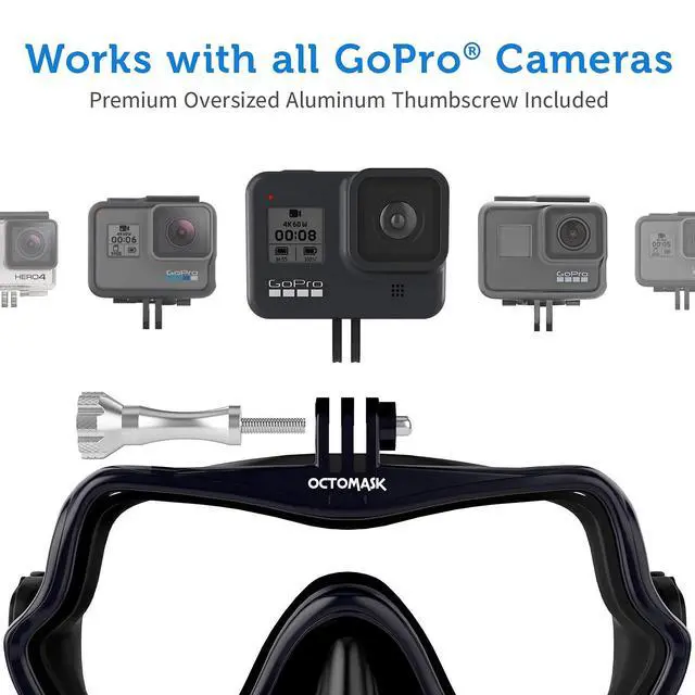 Alt view image 2 of 3 - Frameless Scuba Mask w/Mount for all GoPro Hero Cameras for Scuba Diving, Snorkeling, Freediving
