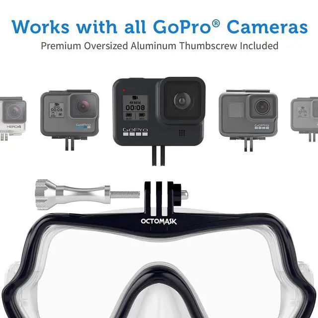 Alt view image 2 of 4 - Frameless Scuba Mask w/Mount for all GoPro Hero Cameras for Scuba Diving, Snorkeling, Freediving