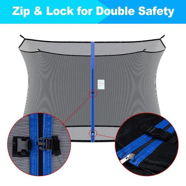 Alt view image 3 of 6 - Replacement Trampoline Net Fit 12/13/14/15 Ft Round Trampolines | Trampoline Safety Enclosure with Adjustable Straps, Breathable, Weather-Resistant, Tear-Proof, NET ONLY