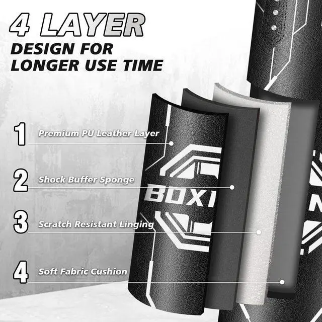 Alt view image 4 of 7 - Filled Punching Bag for Adults, 4FT PU Leather Hanging Boxing Bag with 11lb Sponge Filler & 12OZ Boxing Gloves, Heavy Kicking Bag Boxing Equipment for MMA Training Karate Kickboxing