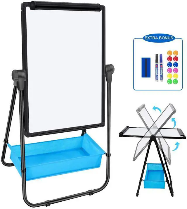 Main image of Dry Erase Board with Stand - Double Sided 28"x20" Portable Writing Whiteboards, Height Adjustable & 360° Rotating U Stand Magnetic Whiteboard for Home, School, Restaurant & Presentation