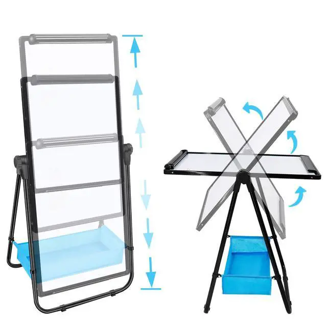 Alt view image 3 of 7 - Dry Erase Board with Stand - Double Sided 28"x20" Portable Writing Whiteboards, Height Adjustable & 360° Rotating U Stand Magnetic Whiteboard for Home, School, Restaurant & Presentation