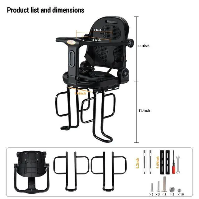 Alt view image 7 of 7 - Rear Child Bike Seat, Rear Kid Bike Seat, Toddler Bike Seat for Adult Bikes for Baby Ages 6 Months to 6 Years