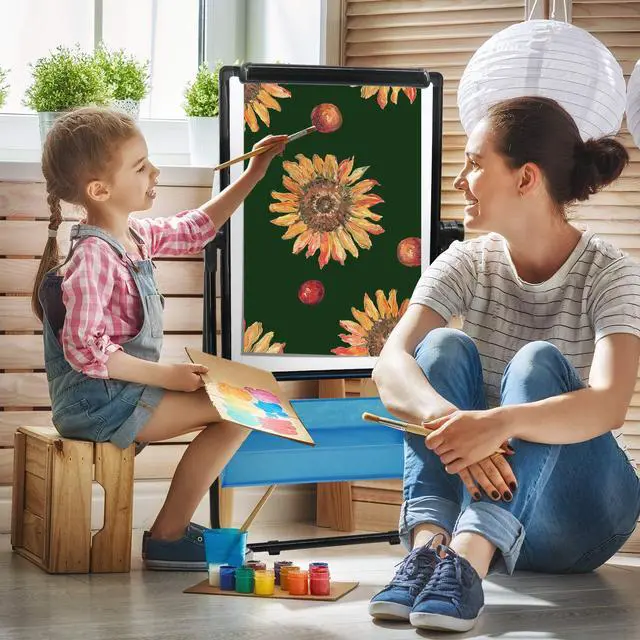 Alt view image 4 of 7 - Dry Erase Board with Stand - Double Sided 28"x20" Portable Writing Whiteboards, Height Adjustable & 360° Rotating U Stand Magnetic Whiteboard for Home, School, Restaurant & Presentation