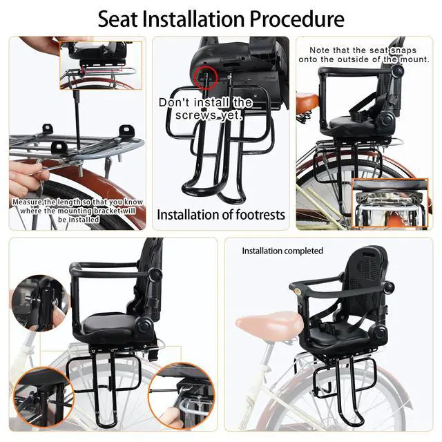 Alt view image 6 of 7 - Rear Child Bike Seat, Rear Kid Bike Seat, Toddler Bike Seat for Adult Bikes for Baby Ages 6 Months to 6 Years
